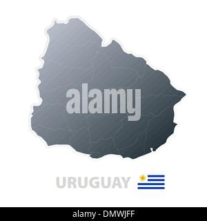 Uruguay map with official flag Stock Vector