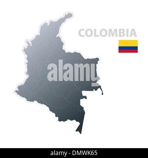 Colombia map with official flag Stock Vector