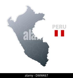 Peru map with official flag Stock Vector