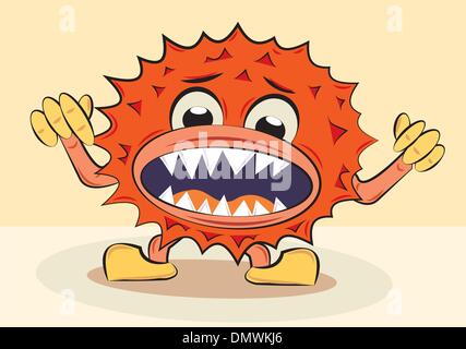 cartoon funny angry bacillus Stock Vector