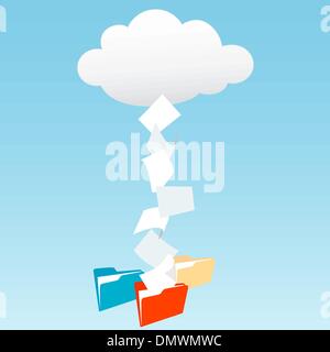 Data from cloud computing into file folders Stock Vector