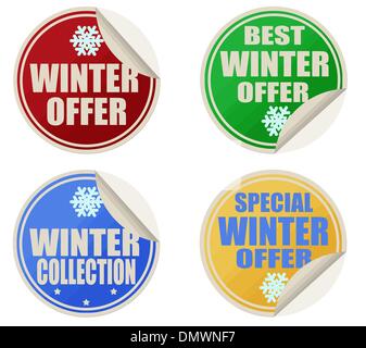 Best winter offers stickers set Stock Vector