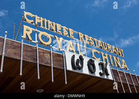 Chinese restaurant sign in holiday resort, Playa Blanca, Lanzarote, Canary Islands, Spain Stock Photo