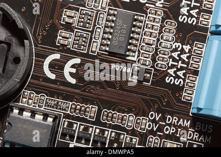CE mark on computer motherboard Stock Photo