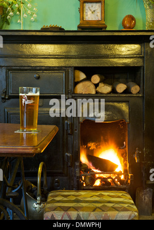 Pint of Dizzy Blonde beer in the Old Friends pub, Soutergate, Ulverston, Cumbria, England UK Stock Photo