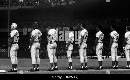 Oct 01, 1976 - New York, New York, USA - PETE ROSE (#14) is interviewed by  NBC sportscaster TONY KUBEK prior to the first game of the 1976 world series.  Rose was