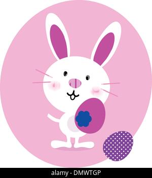 Cartoon Bunny with easter Eggs isolated on white Stock Vector
