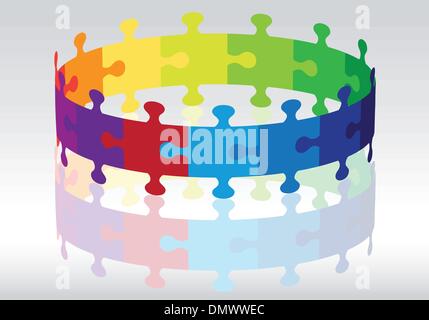 3d puzzle circle, vector Stock Vector