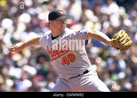 Jun 22, 2001; San Francisco, CA, USA; Baltimore's 30-year old rookie pitcher Travis Driskill improved his record to 5-0 against the San Francisco Giants at Pacific Bell Park in San Francisco, Calif. Saturday June 22, 2002. The Orioles starter threw 5 innings of 6 hit ball in the 4-2 victory. Stock Photo