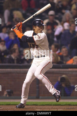 San Francisco Giants' Tsuyoshi Shinjo sets up to bunt against the Houston  Astros during the third inning Friday, April 19, 2002 in Houston. (AP  Photo/David J. Phillip Stock Photo - Alamy