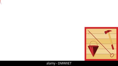 Wooden shield with fire accessories Stock Vector