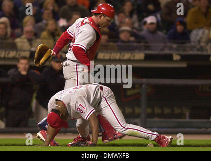 Philadelphia Phillies' catcher Mike Lieberthal was hit by a pitch thrown by  Cleveland Indians' pitcher Paul Byrd in the second inning. The Phillies  defeated the Indians 5-1, Monday, March 27, 2006, during