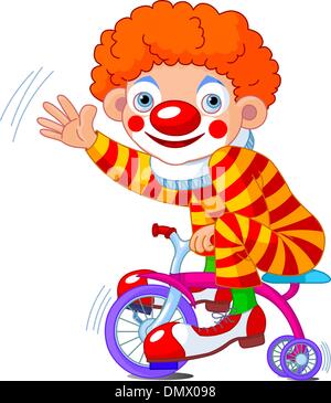 Clown on three-wheeled bicycle Stock Vector