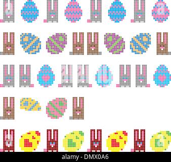 Easter Eggs And Bunnies Seamless Stripes Stock Vector