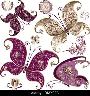 Set of butterflies isolated on white background in vector format very ...