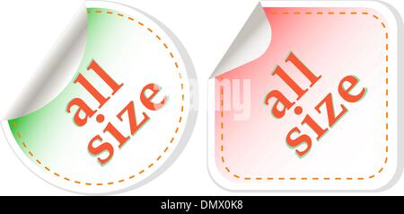 all size clothing stickers label set Stock Vector