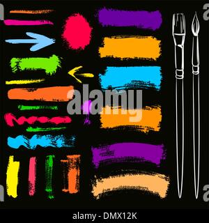 Brushes and grunge painted elements. Vector painted banners Stock Vector