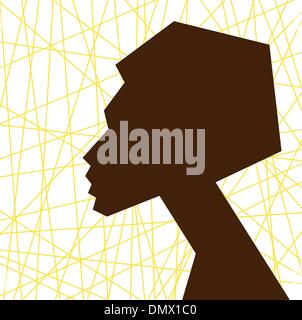 African woman face silhouette, stylized vector portret Stock Vector
