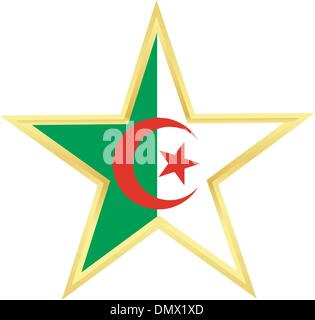 Gold star with a flag of Algeria Stock Vector