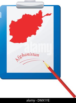 Vector illustration of the clipboard with a map of Afghanistan Stock Vector