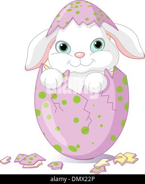 Easter Baby bunny hatched from one egg Stock Vector