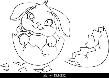 Easter bunny surprise. Coloring page Stock Vector
