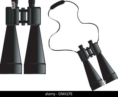 Vector image of binoculars with strap Stock Vector