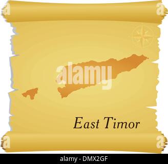 Vector parchment with a silhouette of East Timor Stock Vector