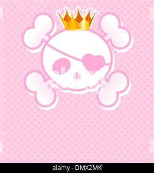 Pink Skull with crown Stock Vector