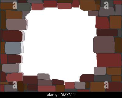 Vector illustration of a stone wall with a hole Stock Vector
