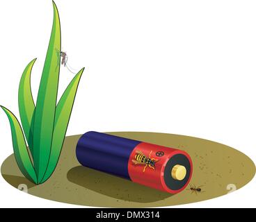 Vector illustration of a battery, lying on the groun Stock Vector