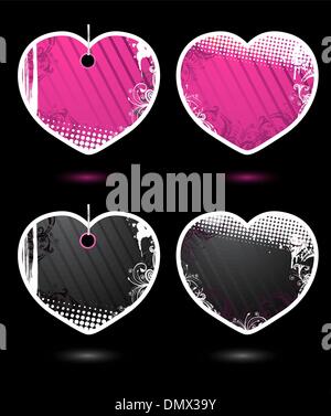 Set of vector heart-shaped labels Stock Vector