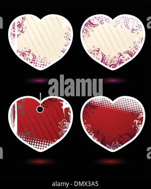 Set of vector heart-shaped labels Stock Vector