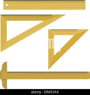 ruler and triangle ruler geometry measuring objects Stock Vector Image ...