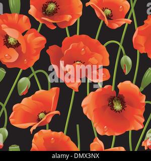 Seamless background: poppy Stock Vector