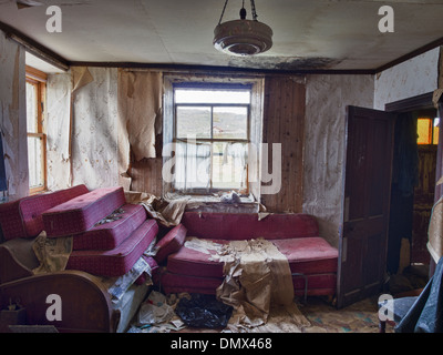 Interior of Abandoned Croft House, Isle of Lewis Stock Photo