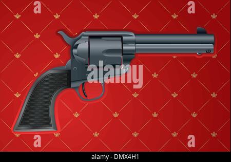 Vector illustration of a gun on red background Stock Vector