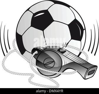 Soccer ball and whistle Stock Vector