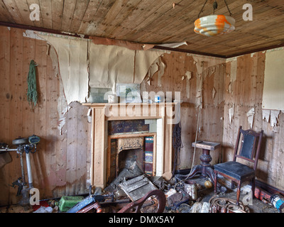 Interior of Abandoned Croft House, Isle of Lewis Stock Photo