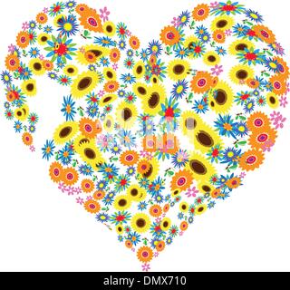 Floral heart shape design Stock Vector