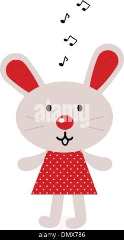 Red easter singing bunny isolated on white Stock Vector