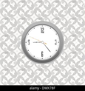 grey clock on wall pattern style background Stock Vector