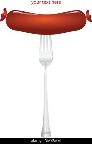 Sausage on a fork Stock Vector