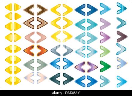 set of arrows in different color variations Stock Vector