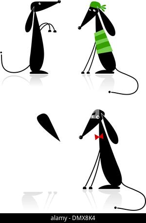 Dogs collection. Vector illustration of funny cartoon different breeds ...