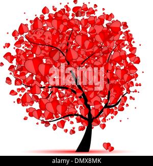 Valentine tree, love, leaf from hearts Stock Vector
