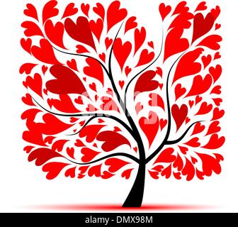 Valentine tree, love, leaf from hearts Stock Vector