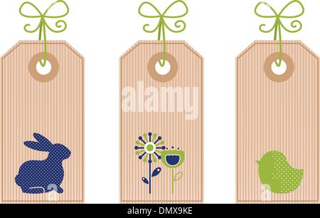 Retro easter labels isolated on white Stock Vector