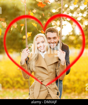 romantic couple in the autumn park Stock Photo
