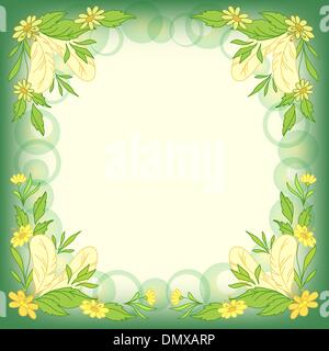 Background: leaves, flowers and feathers Stock Vector